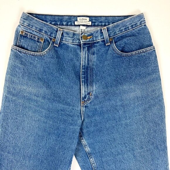L. L. Bean Jeans Original Fit/Relaxed Rigid Denim. Medium Blue Wash. Size 12 - Picture 3 of 16